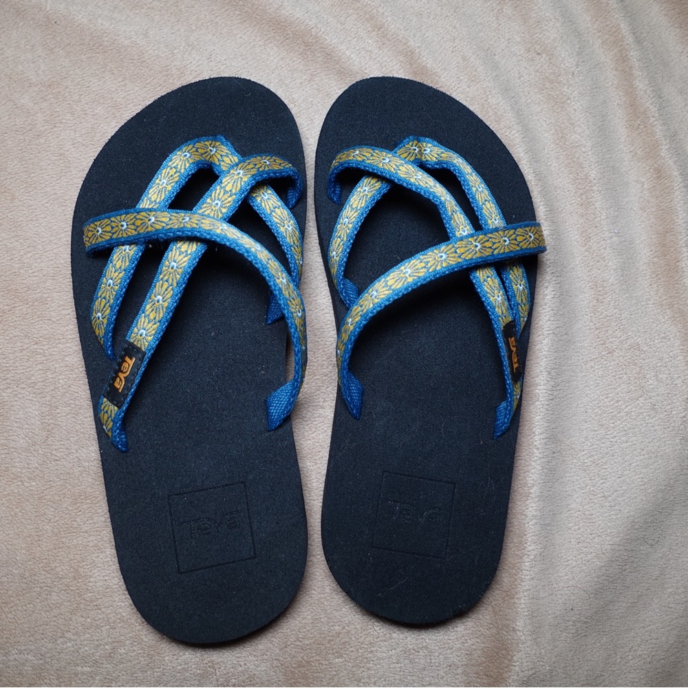 Teva Blue and Yellow Kids Flip Flops